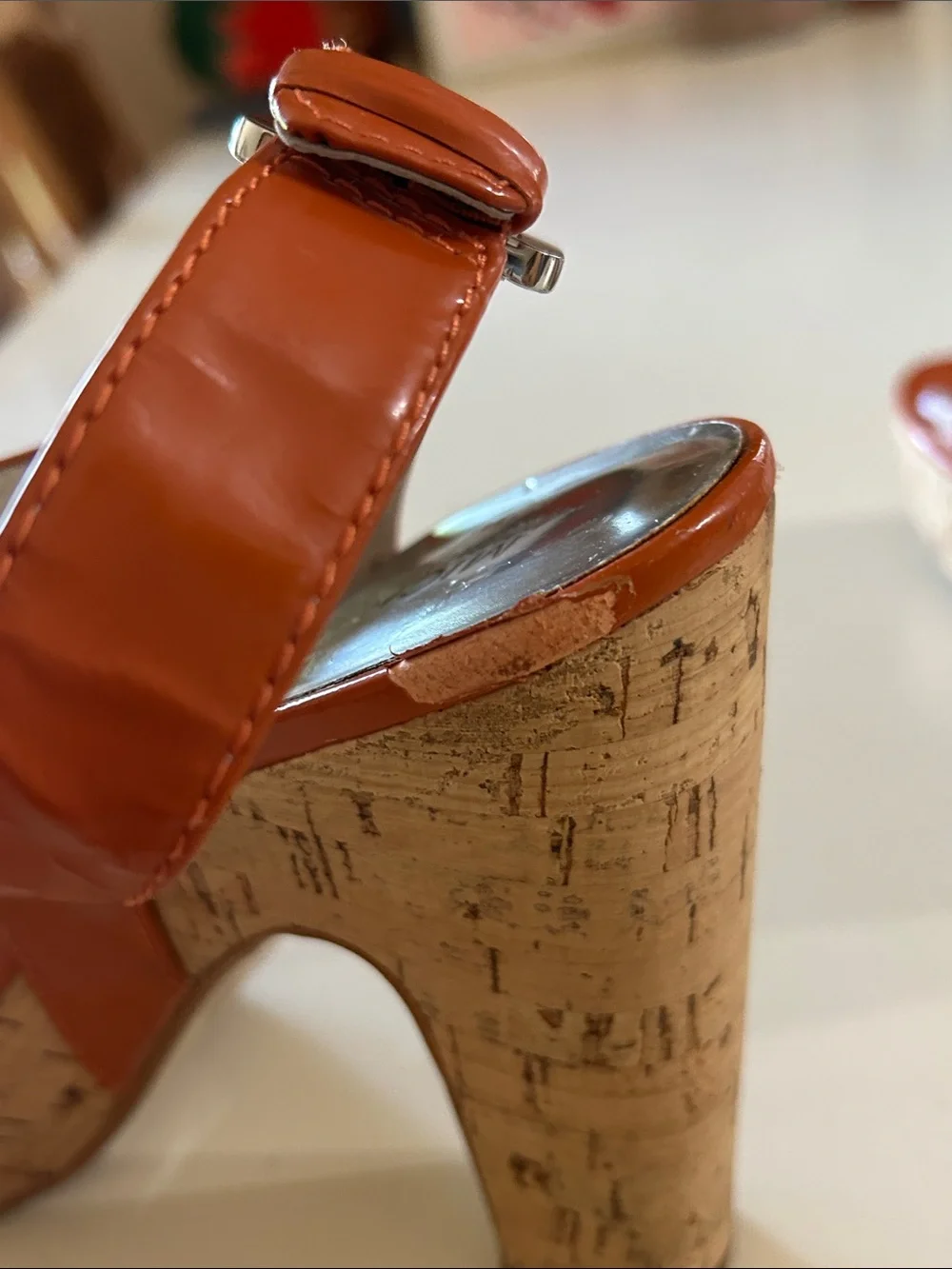 Michael Kors burnt    Orange Cork Platform Sandals - Chunky Heel